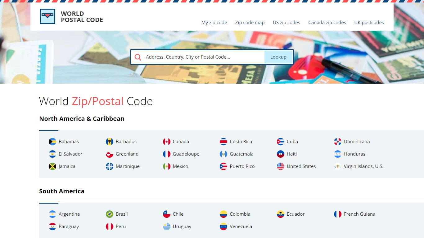 World Postal Code - free zip/postal code lookup